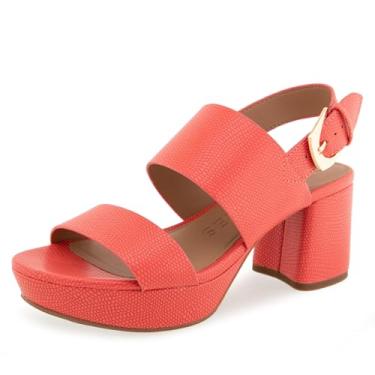 Imagem de Aerosoles Sandália feminina de salto Camilia, Couro sintético em relevo coral lagarto, 38