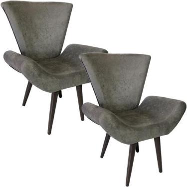 Imagem de Kit Duas Poltronas Decorativa Elegance Sued Prata - Sua Casa Decor