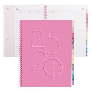 Imagem de Riley's Planner 2024-2025 Ano Acadêmico, Planejador semanal acadêmico de 18 meses - Agenda semanal e mensal Deco, capa flexível, páginas de notas, encadernação de fio duplo (21,5 x 28 cm, rosa)