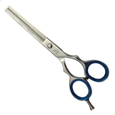 Imagem de Tesoura Profissional Barbeiro Golfe Fio Dentada 6" Prata