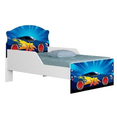 Imagem de Mini Cama Infantil 148x68cm Proteção Lateral Carro Azul Z53 - Mpozenato