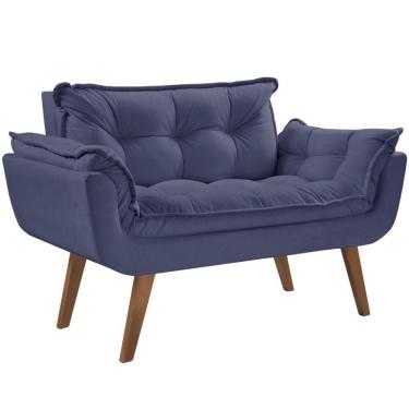 Imagem de Poltrona Namoradeira Opalla Suede Base Palito Azul Bic