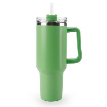 Imagem de OCEANPAX Copo de 1,134 g com alça à prova de derramamento Copo reutilizável de aço inoxidável isolado caneca de café de viagem para presentes Porta-copos de carro sem canudo (verde menta)