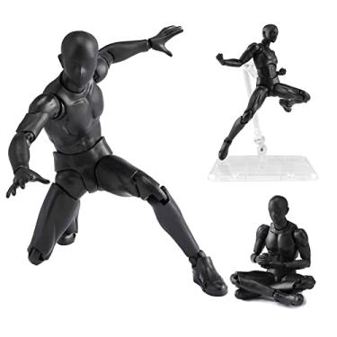 Imagem de Haniforever Artistas manequim arte manequim figuras suprimentos ferramentas de desenho, pequeno modelo de figura de desenho para esboçar, pintar, conjunto de figuras de ação (preto, macho)