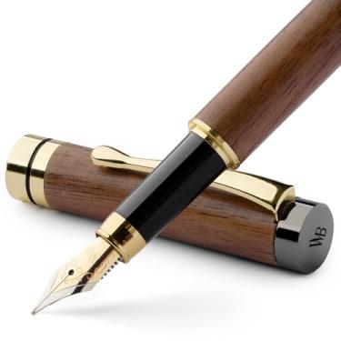 Imagem de Wordsworth & Black Conjunto de canetas-tinteiro, madeira de bambu de luxo - ponta fina, estojo de presente; inclui 6 cartuchos de tinta, conversor de refil de tinta, diário, caligrafia; desenho,