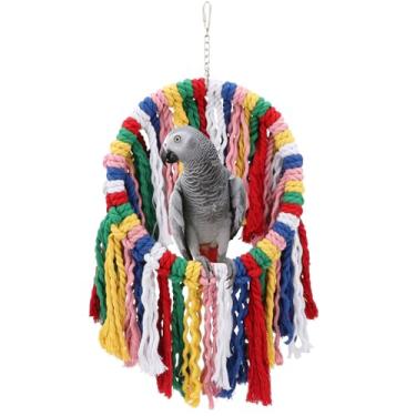 Imagem de Wontee Brinquedos De Mastigação Corda Para Pássaros, Gaiola Papagaio, Anel Pendurar Colorido, Balanço, Poleiro Calopsita, Conure, Quaker, Papagaios Cinzentos Africanos Da Amazônia