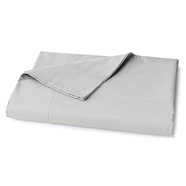 Imagem de Lane Linen Lençol de cima king size 100% algodão orgânico (274 x 264 cm) - lençol de cima king super macio 100% algodão - lençol de cama de algodão leve e durável - prata