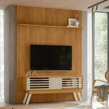 Imagem de Rack com Painel Frisado para TV até 65 Polegadas 2 Portas de Correr com Pés New Premium Madetec