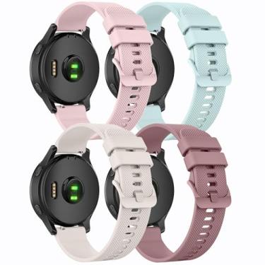Imagem de Pacote com 4 pulseiras para Garmin Venu / Venu Sq / Venu Sq Music / Venu Sq 2 / Venu 2 Plus, compatível com Garmin Vivoactive 5/3, pulseira de silicone macio de substituição para Garmin Forerunner 55
