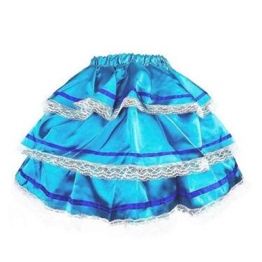 Imagem de Fantasia de Festa Junina Saia de Cetim Infantil com Babados - Fantasia