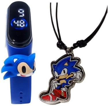 Imagem de RelógioDigital Infantil Sonic Led + Colar Sonic Ajustável - Genérica