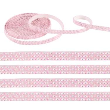 Imagem de Craftdady Fita de strass de imitação de pérola de 3 metros acessórios de fantasia de resina autoadesiva para aparar fita de strass cor rosa tiras de cristal para decoração de casamento de boné de