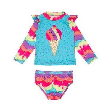 Imagem de Roupa Praia Bebe Infantil Conjunto Praia Menina Proteção Uv - Fofotinh