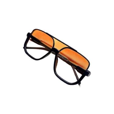 Imagem de Óculos De Sol meia armação metal quadrada lente champanhe pêssego moda Feminina 2025(E Óculos sem estojo)