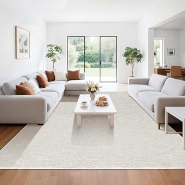 Imagem de LBRO2M Tapete lavável de juta sintética, 20 x 25 cm, para sala de estar, quarto, juta natural, tapete para ambientes externos, durável, sólido, sem queda, ecológico (20 x 25 marfim claro)