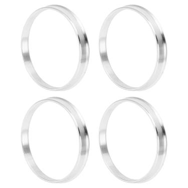 Imagem de INFINAUTO Anéis centralizados no cubo da roda do carro OD 76,1 mm para ID 71,6 mm eixo central de rodas amortecedores Hubrings liga de alumínio tom prata durável