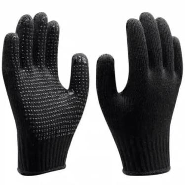 Imagem de Luva Tricotada Pigmentada Kit 12 Pares EPI Preto Tamanho 9