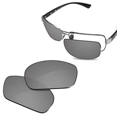 Imagem de Glintbay Lentes de óculos de sol de substituição 100% precisas para RayBan RB3379-64 - Espelhado prateado metálico polarizado
