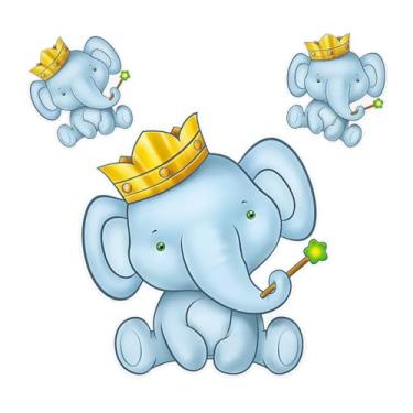 Imagem de Kit 03 Enfeite Mural Painel Festa Chá Revelação Decoração (Elefante Príncipe)