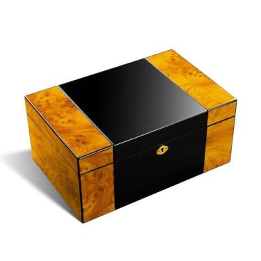 Imagem de ZzleoyuUUs-12 Caixa de charutos Umidor de charutos multicamadas de cedro de madeira para charutos caixa hidratante de charutos de grande capacidade estojo portátil de viagem adequado para caixa de