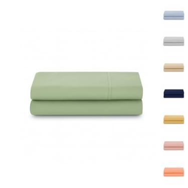 Imagem de Lençol 100% Algodão S/Elástico Avulso Liso com Viés Malha Penteada Fio 30/1 (Verde Bebe, Solteiro)