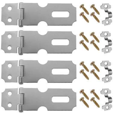 Imagem de Dobradiça Porta Cadeado Fecho Trinco Zincado 6,3Cm 04 Un