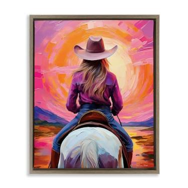 Imagem de Stupell Industries Riding Into The Sunset Brown Framed Floater Canvas Wall Art Design por Susan Ball, 78 x 63 cm