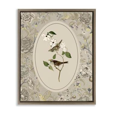 Imagem de Stupell Industries Pássaro e Toile em tela flutuante marrom neutro moldura arte de parede design por Radhika Modi, 80 x 63 cm