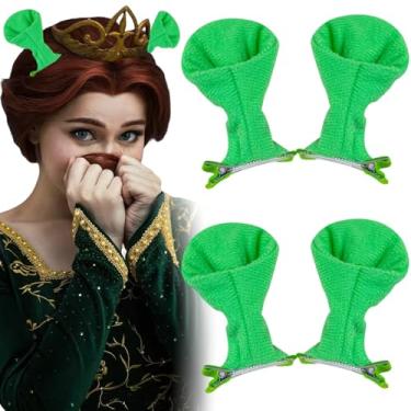 Imagem de AUOCATTAIL Green Ogre Ears Hair Clips Plush Elf Hairpin Alien Ears Horns Hair Barrettes Halloween Cosplay Party Accessories (Dark Green)