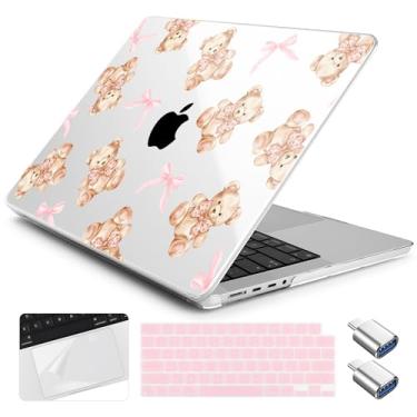 Imagem de Yebiseven Capa para MacBook Pro M4 de 14 polegadas 2025 2024 2023 2021 modelo A3112/A3401/A3185/A2918/A2992/A2779/A2442 M3 M2 M1, capa rígida com capa de teclado + filme trackpad + adaptador OTG, urso