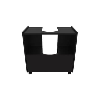 Imagem de Gabinete Coluna para Pia de banheiro 1 Porta e com Prateleira(PRETO)