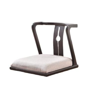 Imagem de Cadeira de chão portátil, cadeira de encosto de cama preguiçosa, cadeira de tatami, cadeira portátil de piso de meditação de madeira com suporte para as costas, cadeira sem pernas sofá preguiçoso para