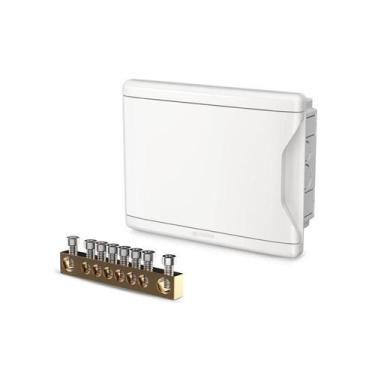 Imagem de Quadro Disjuntor Pvc Embutir 16 Branco C/Barramento Krona