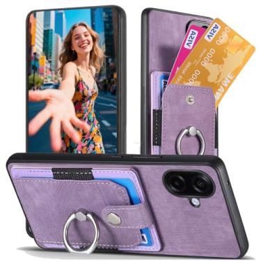 Imagem de Ephoou Capa carteira para Samsung Galaxy A07 4G com suporte elástico para cartão e suporte giratório de 360°, capa vintage de couro PU com suporte slim fit à prova de choque para Galaxy A07 4G