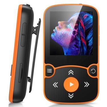 Imagem de Leitor de MP3 AGPTEK 64GB com clipe, Bluetooth 5.3, laranja