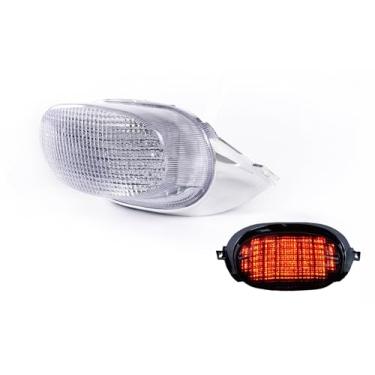 Imagem de TOPZONE Para Suzuki 1997-2000 GSX-R600; 1996-1999 GSX-R750; luz traseira de freio de luz traseira de LED, seta integrada; 35710-33E30 (transparente, modo flash estilo 1)