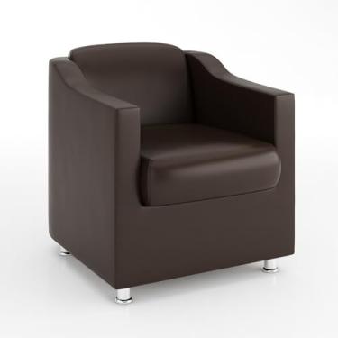 Imagem de Poltrona Decorativa Reforçada em Courino Diversas Cores Para Recepção e Salões (Courino Marrom)