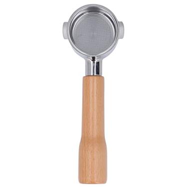 Imagem de 51mm Coffee Bottomless Portafilter, Destacável de Aço Inoxidável Bottomless Naked 2 Ear Portafilter Com Filtro Cesta Substituição Handle Madeira para EC0310 Coffee Makers (C1 Faia)