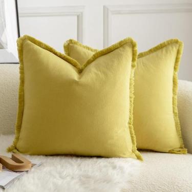 Imagem de Capas de almofada MANDIOO com franja de algodão neutro 45x45cm