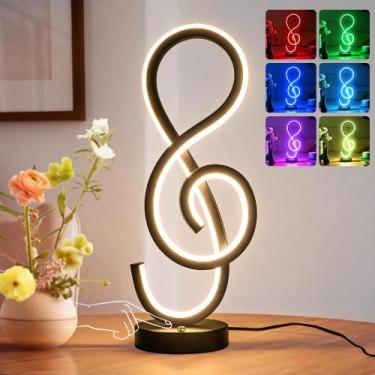 Imagem de Candeeiro de mesa Adebime RGB LED Spiral Nightstand Music Note Design