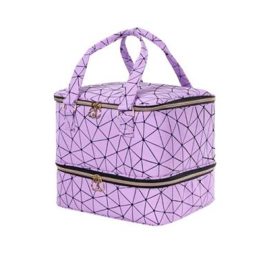 Imagem de Bolsa organizadora de esmaltes Uross contém 42 garrafas e luminária de