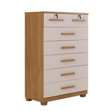 Imagem de Cômoda Com Chave 7 Gavetas New Barcelona Cinamomo Off White Benetil, C
