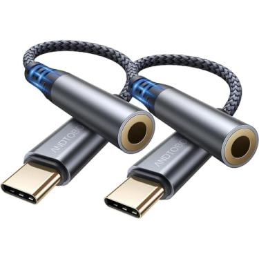 Imagem de ANDTOBO Adaptador de fone de ouvido USB C para conector de 3,5 mm compatível com iPhone 17 Pro Max, iPhone 17 Air, iPhone 16/15 Pro Max, Galaxy S24, S23