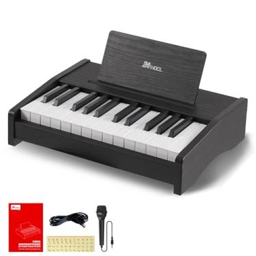 Imagem de Teclado de piano infantil, mini teclado digital de 25 teclas, brinquedo de instrumento educativo, piano de madeira recarregável para crianças de 3 anos ou mais de 3 anos (preto)