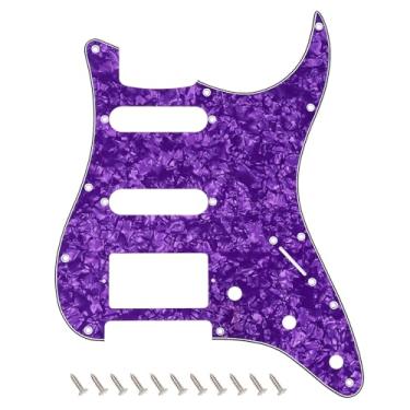 Imagem de Banworks 4 Ply Strat HSS Pickguard Pickguard de guitarra elétrica de 11 furos SSH placa de risco para para-lama EUA/Mexicano estilo moderno Stratocaster ST JT/HB-02 roxo pérola