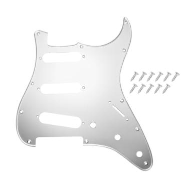 Imagem de DIAO79NI Pickguard de espelho SSS Strat de 11 furos para guitarra elétrica Fender USA/Mexican Made Standard Stratocaster estilo moderno, prata-1ply (espelho).
