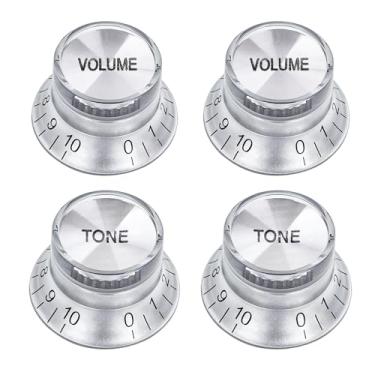 Imagem de Banworks Botões de controle de guitarra estilo anos 60, métrico, 18 estrias, 2 tons, 2 tons, botões de velocidade, topo de alumínio, 6 mm (15/162.6 cm) para guitarras elétricas Epiphone Les Paul SG 4