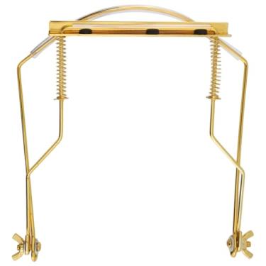Imagem de Geesatis Suporte de pescoço de gaita de 10 furos, suporte ajustável de metal, suporte de gaita profissional, dourado, 1 peça
