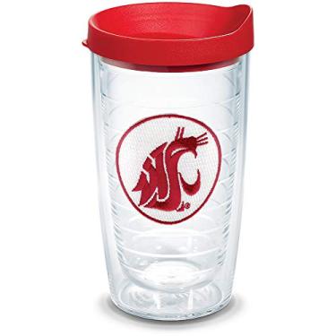 Imagem de Tervis Feito nos EUA parede dupla Washington State University Cougars copo térmico mantém as bebidas frias e quentes, 473 g, logotipo
