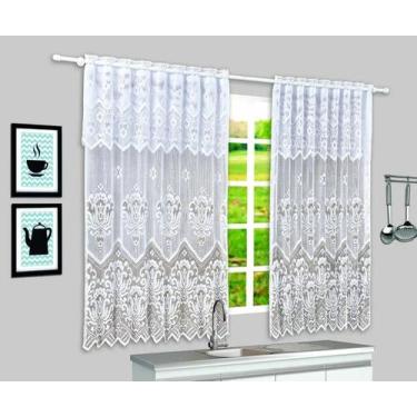 Imagem de Cortina em Renda Jacquard Marina Floral 2,30mx1,20m +30cm Bandô - Beij